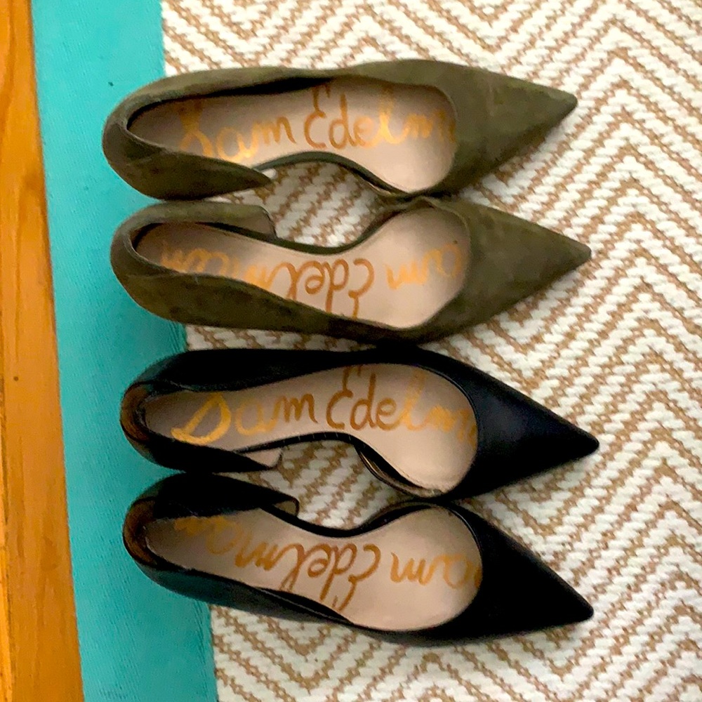 Sam Edelman heels- black leather and olive side